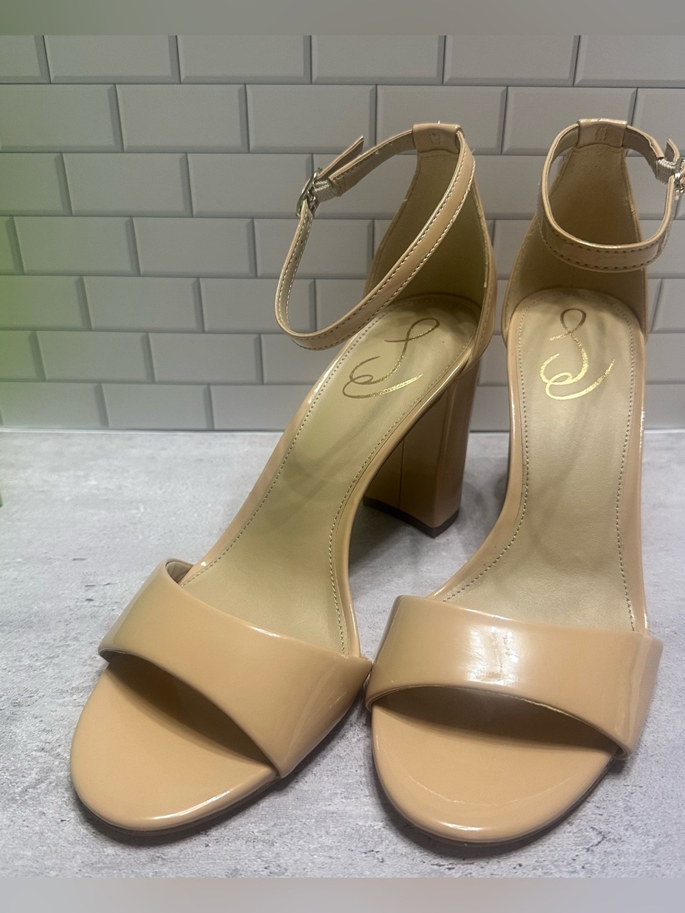 ☀️SUMMER SALE ☀️ NIB Sam Edelman “Robyn” Nude  Ankle-Strap Block Heels Women’s 9